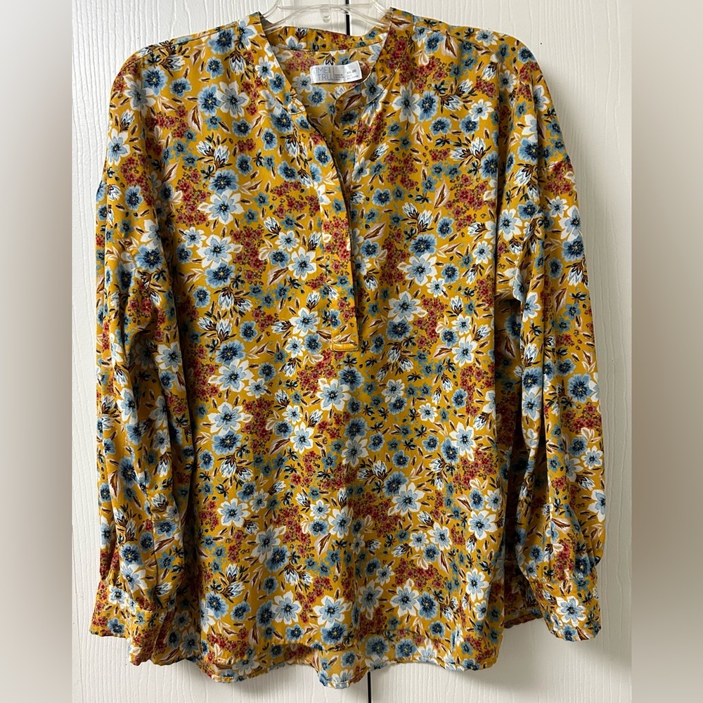 💐Long Sleeve Blouse Gold Floral Print Size XXL (20)